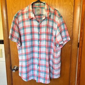 L.L. Bean Casual Button Down Shirt Red and Green
